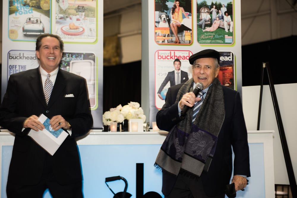 Bob Rathbun, emcee for the evening, and former Atlanta Mayor Sam Massell.