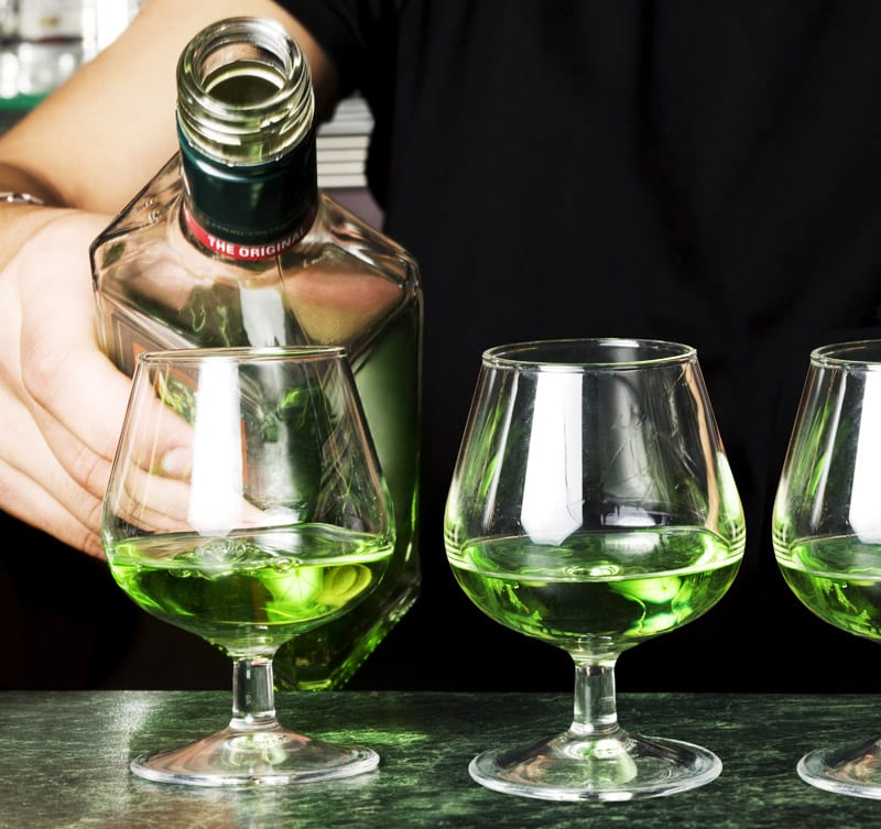 Glasses of absinthe