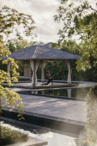 Open-air stretching sessions at the spa are a peaceful way to de-stress.