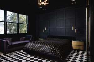 Black wasn't what the couple thought they'd use in their primary bedroom, but they love it.