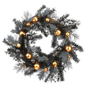 24-inch Halloween Wreath with Ball Ornaments