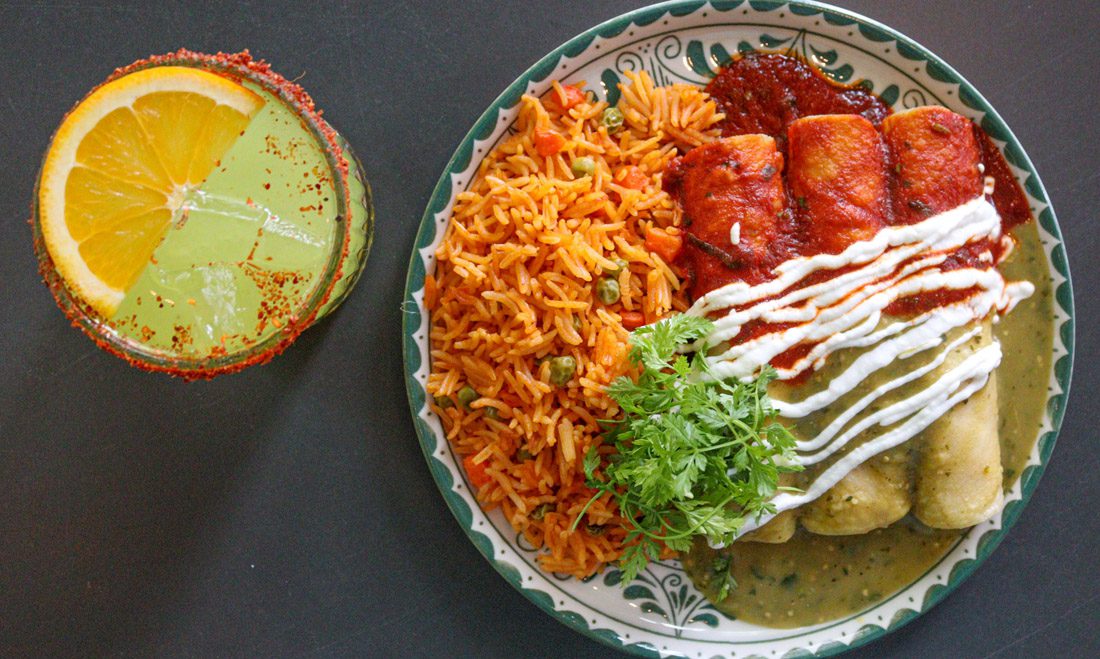 Chico Cantina’s spicy skinny margarita and chicken enchiladas