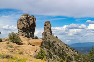 You can see all the way to New Mexico from the top of Chimney Rock National Monument. Courtesy of Visit Durango/Hans Hollenbeck
