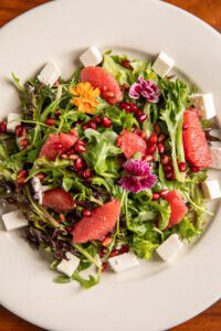 Grapefruit pomegranate salad satisfies eyes and taste buds.