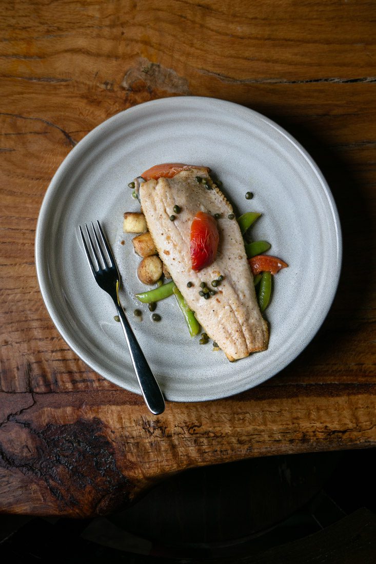Pan-seared North Georgia trout is simple elegance.