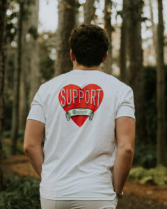 Nonprofits can design their own promotional art for the back of the T-shirts.