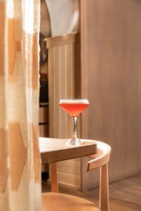 The bar program offers a selection of classics and more creative sips, such as the elegant Negroni Sour.