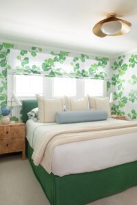 Ferrick Mason paper and fabric was chosen for the walls and window treatments.