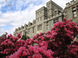 The Gothic architecture is modeled after Oxford University in England.