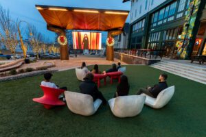 The Town at Trilith features an outdoor big screen for free movie viewings.