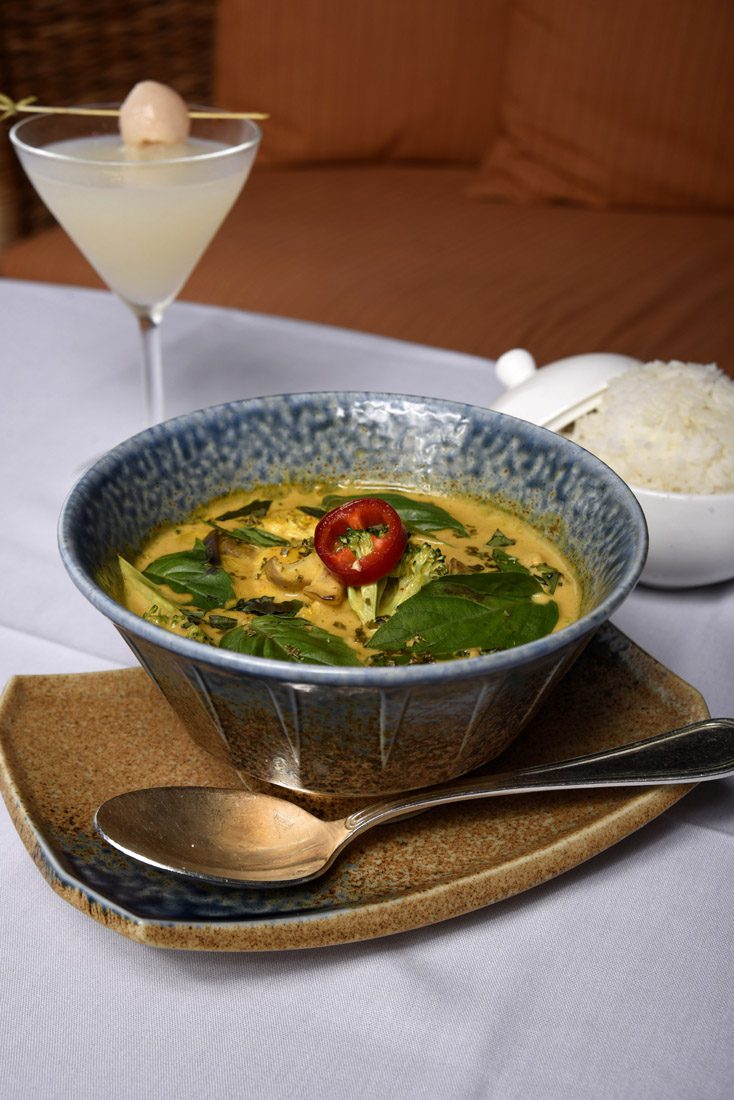 Le Colonial’s chicken curry is a bubbling bowl of pungent aromatics, finely diced sweet mango, yam, green beans and chicken.