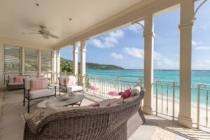 All suites at Mandarin Oriental Canouan come with verandas equipped with multiple seating vignettes.