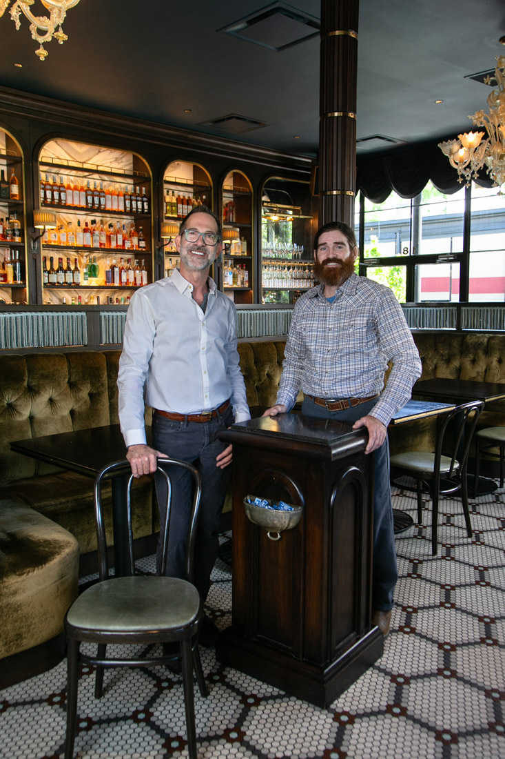 Chris Hagen (left) and Jeff Chambers at Bar Blanc, one of the restaurants for which they have created handmade furnishings.