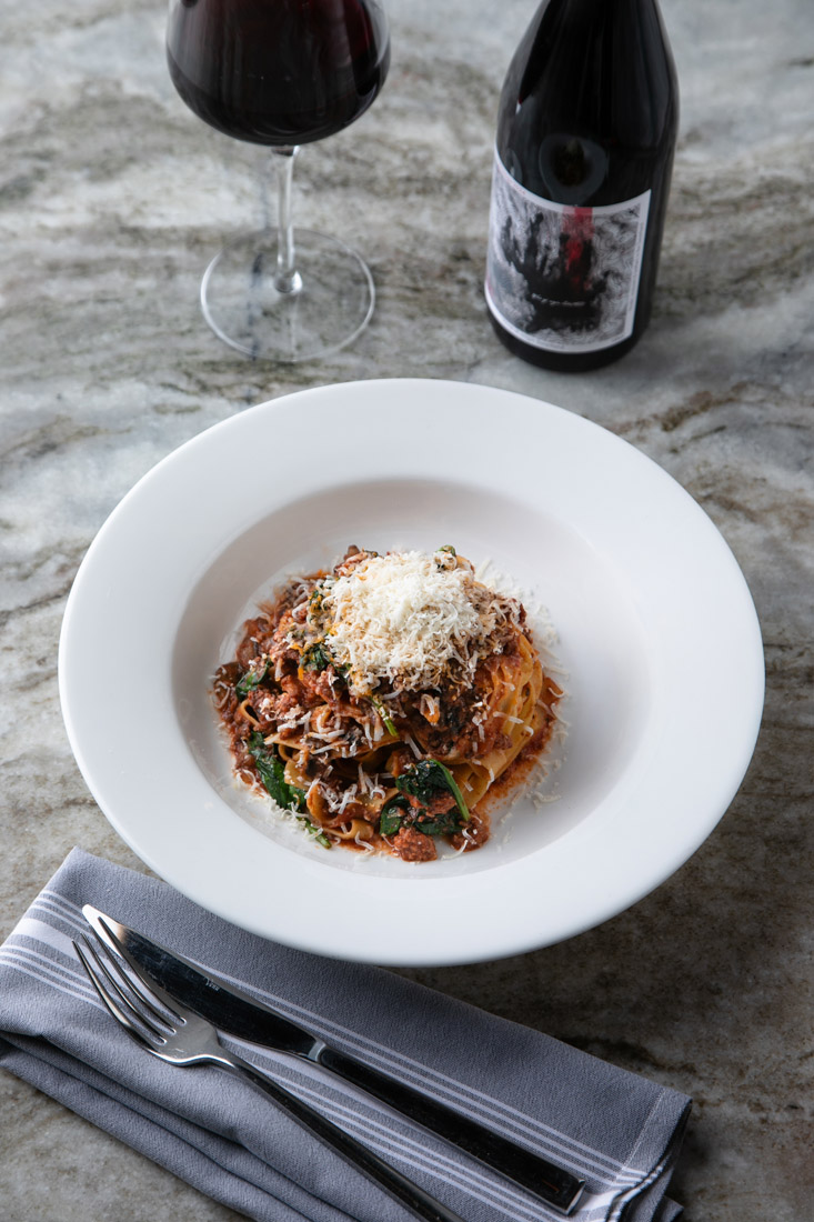 Bolognese gets a wild upgrade with a mix of ostrich and beef ragu.